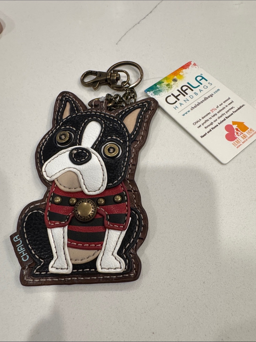 Chala Boston Terrier dog bag charm keychain coin purse NWT